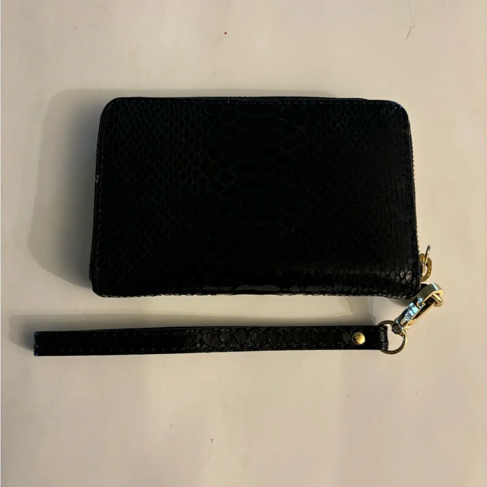 Michael Kors Black Faux Snakeskin Wristlet NWOT